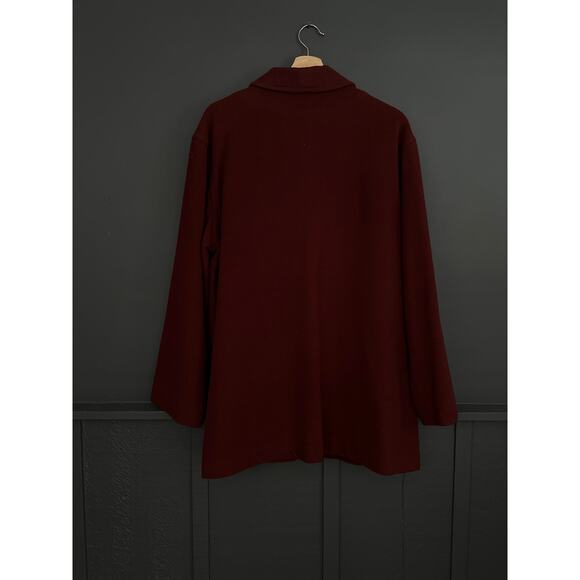 Eileen Fisher Wool Burgundy Boxy Button Front Coat Size Medium - Picture 4 of 8